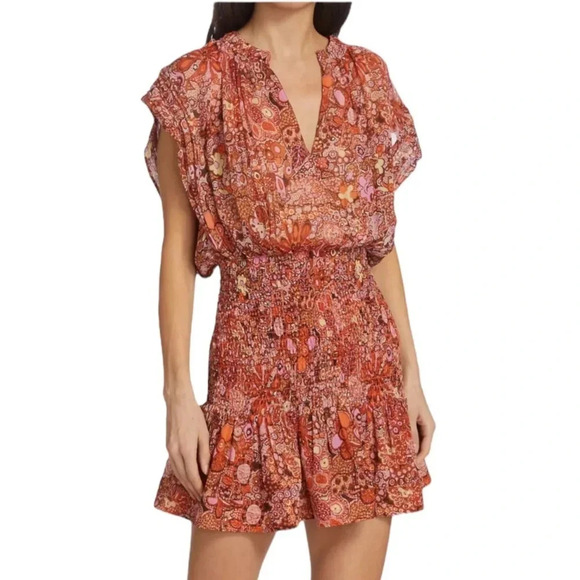 A.L.C. Silk Carly Floral Smocked Mini Dress Size 00 NWT - Picture 1 of 15